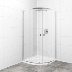 Project Cabine de douche 80x80 cm en quart de cercle avec 2 parois fixes et 1 porte, chrome brillant (SIKOMUS80CRT)