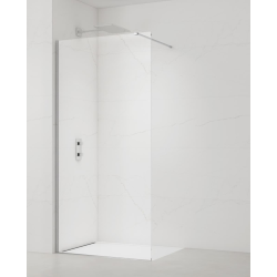 Walk-in 110x200cm paroi en verre Crystal Glass®  8 mm anticalcaire, avec bras et profilés chrome brillant (SATBWI110PR)