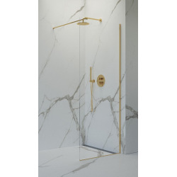 Walk-in 100x200cm Paroi en verre Crystal Glass® 8 mm anticalcaire, avec bras et profilés or (SATBWI100PRZ)