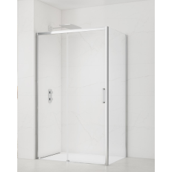  TEX BB ensemble porte coulissante/paroi 140x100cm anticalcaire avec profilés chrome brillant (TEXDBB140S100-SET)