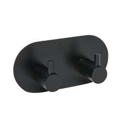 Swiss Aqua Technologies Patère murale adhésive double crochets en acier inoxydable, noir mat (HACEKNALEP2KMC)