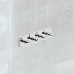 Patère murale adhésive quadruple crochets en acier inoxydable, chrome brillant (HACEKNALEP4K)