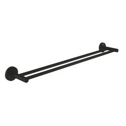 Grohe Start double barre porte serviettes en métal 65,4 cm et fixations cachées, noir mat (412032430)