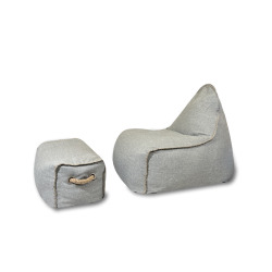 Set Buddy's Rest Sunproof fauteuil poire + repose pieds + polystyrène intérieur & extérieur, résistant au soleil, Gris clair