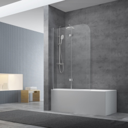 Swiss Aqua Technologies Pare-baignoire pliable, 2 parties, en verre, 150x105cm, Chrome (SATVZSK105)