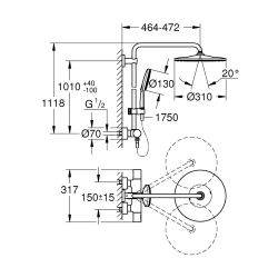Rainshower SmartActive 310 colonne de douche avec mitigeur thermostatique, chrome (G26647000)