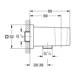 Euphoria Cube Coude à encastrer 1/2″, gris (G26370AL0)