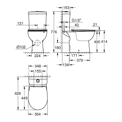  Bau Céramique Kit combo WC, compact, blanc (G39942000)