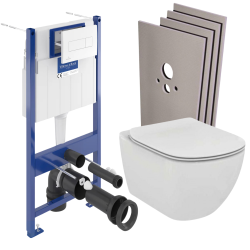 Pack WC Bâti-support + Cuvette Ideal Standard TESI AquaBlade sans bride + Plaque blanche + Set habillage (ViConnectTesi-2-sabo)