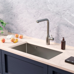 Timeless Évier de cuisine sous plan en inox 304, 68x45x21 cm, Gun Metal brossé PVD