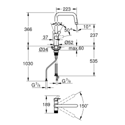  Blue Pure Start mitigeur évier avec filtration de l'eau, inox (G30595DC0)