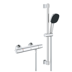 Grohe Precision Trend Set de douche avec mitigeur thermostatique 1/2" + Douchette 3 jets + Barre 60 cm, chrome (G34237003)