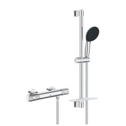 Precision Feel Set de douche avec mitigeur thermostatique + Douchette 3 jets + Barre 60 cm, chrome (G34791001)