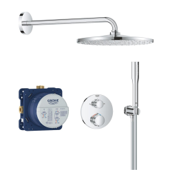 Grohe Precision Set de douche encastrée avec mitigeur thermostatique + Douche de tête + Douchette, chrome (G34880000)