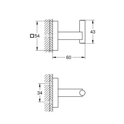 Start Cube patère murale, chrome (G40961000)