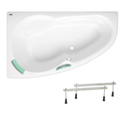 Laguna Fortuna baignoire d'angle avec pieds, 160 x 100 cm, acrylique, gauche, blanc (FO1600LPLUS-SET )
