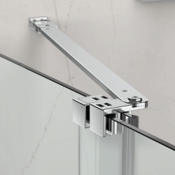 X-MOTION 110x200cm Paroi en verre coulissante Crystal Glass® 8 mm anticalcaire, avec bras et profilés chrome brillant (SATBWIXM1