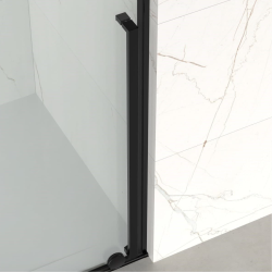 X-MOTION 120x200cm Paroi en verre coulissante Crystal Glass® 8 mm anticalcaire, avec bras et profilés Noir mat (SATBWIXM120C)