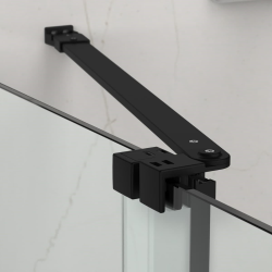 X-MOTION 140x200cm Paroi en verre coulissante Crystal Glass® 8 mm anticalcaire, avec bras et profilés Noir mat (SATBWIXM140C)
