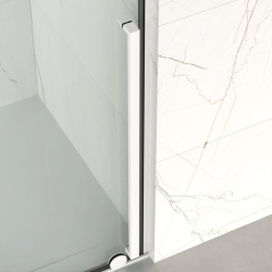 X-MOTION 110x200cm Paroi en verre coulissante Crystal Glass® 8 mm anticalcaire, avec bras et profilés Blanc (SATBWIXM110B)