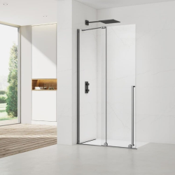 X-MOTION 110x200cm Paroi en verre coulissante Crystal Glass® 8 mm anticalcaire, avec bras et profilés Gun métal (SATBWIXM110GM)