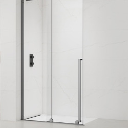 X-MOTION 110x200cm Paroi en verre coulissante Crystal Glass® 8 mm anticalcaire, avec bras et profilés Gun métal (SATBWIXM110GM)