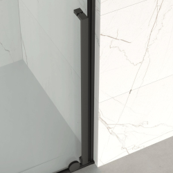 X-MOTION 120x200cm Paroi en verre coulissante Crystal Glass® 8 mm anticalcaire, avec bras et profilés Gun métal (SATBWIXM120GM)