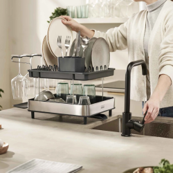 Joseph Joseph Excel™ Égouttoir à vaisselle à 2 niveaux en acier, inox (851647)