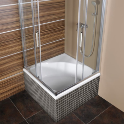 Carmen 90x90 cm baignoire d'angle gain de place 95 L en acrylique, avec pieds, orientation droite, blanc (29611-SET)