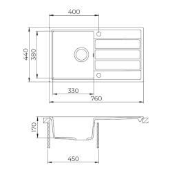 Swiss Aqua Technologies 76x44 cm évier avec égouttoir réversible en Granite, à encastrer, blanc (SATSINKGE3W)