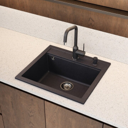 Swiss Aqua Technologies 56,5x51cm évier en Granite, à encastrer, noir (SATSINKGQQ100B)