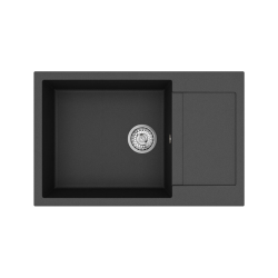 Swiss Aqua Technologies 78x50 cm évier avec égouttoir réversible en Granite, à encastrer, noir (SATSINKGQT105B)
