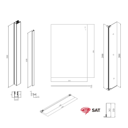 Walk-in 140x200cm Paroi et retour pivotant en verre Crystal Glass® 8 mm anticalcaire , avec bras et profilés chrome brillant