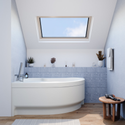 Siko 150x100 cm Laguna Fortuna Plus baignoire asymétrique en acrylique, gauche + tablier 150 cm + pieds, blanc (FO1500LPLUS-SET1)