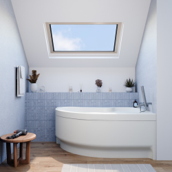 Siko 150x100 cm Laguna Fortuna Plus baignoire asymétrique en acrylique, droite + tablier 150 cm + pieds, blanc (FO1500PPLUS-SET1)