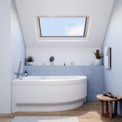 Siko 160x100 cm Laguna Fortuna Plus baignoire d'angle en acrylique, gauche + tablier 160 cm + pieds, blanc (FO1600LPLUS-SET1)