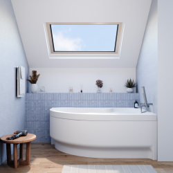 Siko 160x100 cm Fortuna Plus baignoire d'angle en acrylique, droite + tablier 160 cm + pieds, blanc (FO1600PPLUS-SET1)