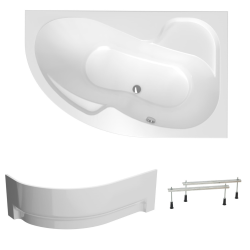 Siko 170x100 cm Laguna Fortuna Plus baignoire asymétrique en acrylique, droite + tablier 170 cm + pieds, blanc (FO1700PPLUS-SET1)
