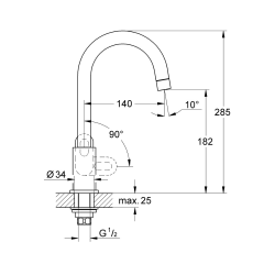  BauLoop robinet évier à levier en métal 1/2" avec bec pivotant, chrome (G31222000)