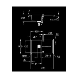 K400 évier composite avec égouttoir, noir (G31639AP0)