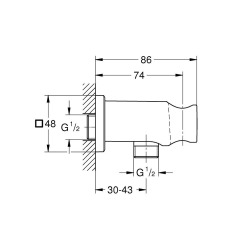 Rainshower coude à encastrer 1/2″ avec support, chrome (G26659000)