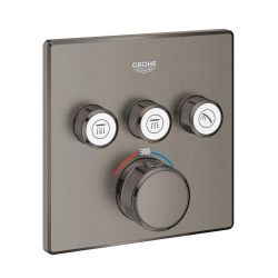 Grohe Grohtherm SmartControl façade avec mitigeur thermostatique encastré 3 sorties, hard graphite brossé (G29126AL0)