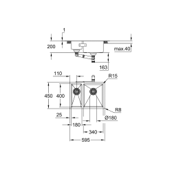 K700U Sink 60 -S 58,5/44 1.5 rh