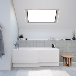 Siko 160x80 cm Beata Plus baignoire bain/douche asymétrique en acrylique, gauche + tablier 160 cm + pieds, blanc (BE1600LPLUS-SET1)