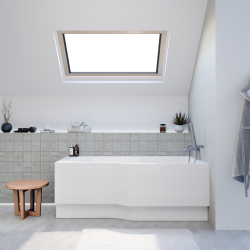 Siko 160x80 cm Beata Plus baignoire bain/douche asymétrique en acrylique, droite + tablier 160 cm + pieds, blanc (BE1600PPLUS-SET1)