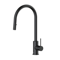 Aurum mitigeur évier sur pied avec douchette extractible 2 jets, noir mat (SATBAUR286C)