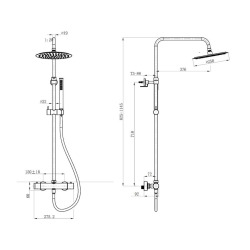 Aurum colonne de douche avec mitigeur thermostatique + douche de tête + douchette à main 2 jets, métal brossé (SATSSTKAURBGM)