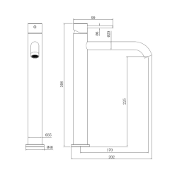 Aurum mitigeur lavabo haut 30,8 cm sans vidage en acier inoxydable, noir mat (SATBAUR285C)