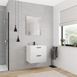 Meuble de salle de bain assemblé, Ceramia 60cm, blanc cassé (CERAMIA-4OW60)