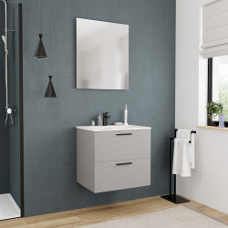 59,5*45,5*55 cm, Nouveau meuble de salle de bain assemblé, certifié FSC, gris perle (CERAMIA-4LG60)